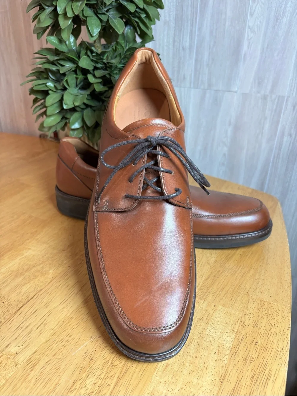 ECCO Seattle Men's Apron Toe Leather Oxford Shoes Brown Size 10 Excellent